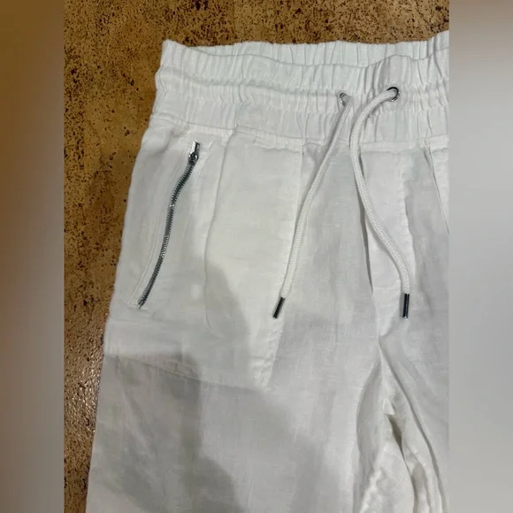 Athleta Cabo Linen Joggers Women's 8 White Chambray Pants 100% Linen Airy Beach - Picture 3 of 16